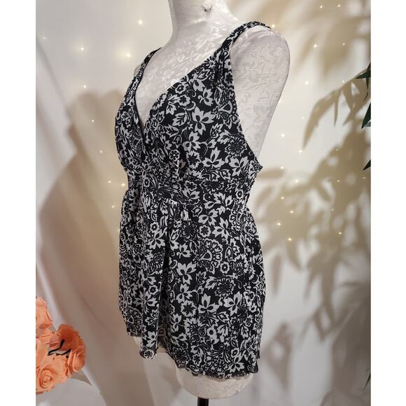 Vtg Y2K New York & Co Mesh Sheer Smocked Babydoll Tank Size L Grunge Whimsigoth - Picture 3 of 12
